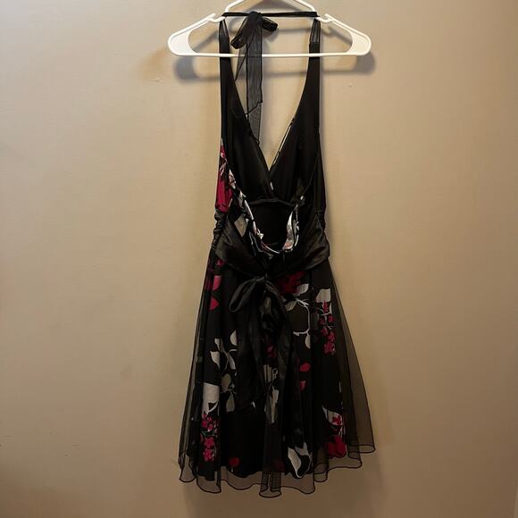 Y2K Mesh Halter Dress Dark Romance Floral Soft Goth Fairy Grunge Vintage Glam - Picture 4 of 8